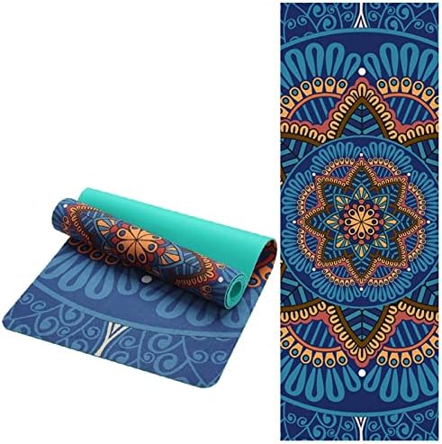 5.5 MM Lotus Pattern Suede Yoga Mat Pad Non-Slip Slimming Exercise Fitness Gymnastics Mat Body Building Esterilla Pilates (Color : Butterfly Green) - Image 2