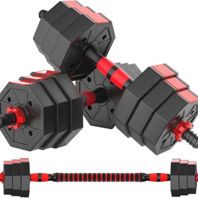 5?C44 lb Adjustable Free Weight Set with Barbell Connector and Push-Up Option, Suitable for Men and Women Home Gym Exercise
