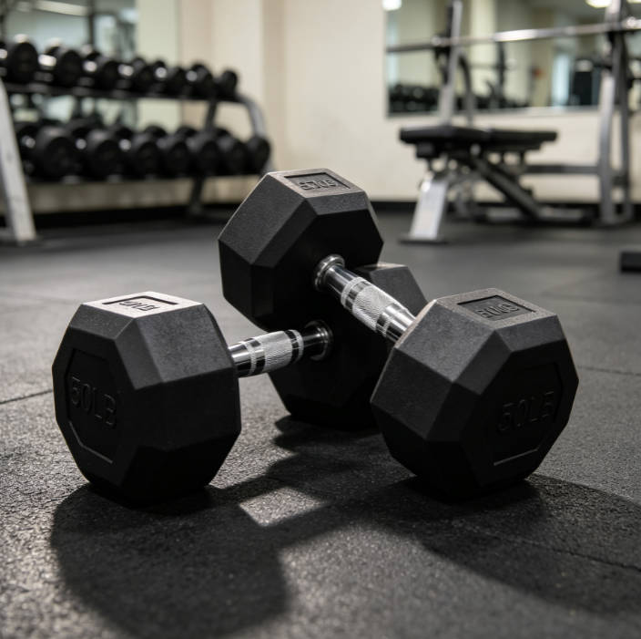 Rubber-Coated Anti-Roll Hex Dumbbell Pair, Non-Slip Ergonomic Handle, Hand Weights for Home Gym and Strength Training