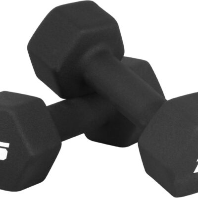 Neoprene-Coated Dumbbell Pair, Black, Soft Non-Slip Grip for Home Strength Exercise