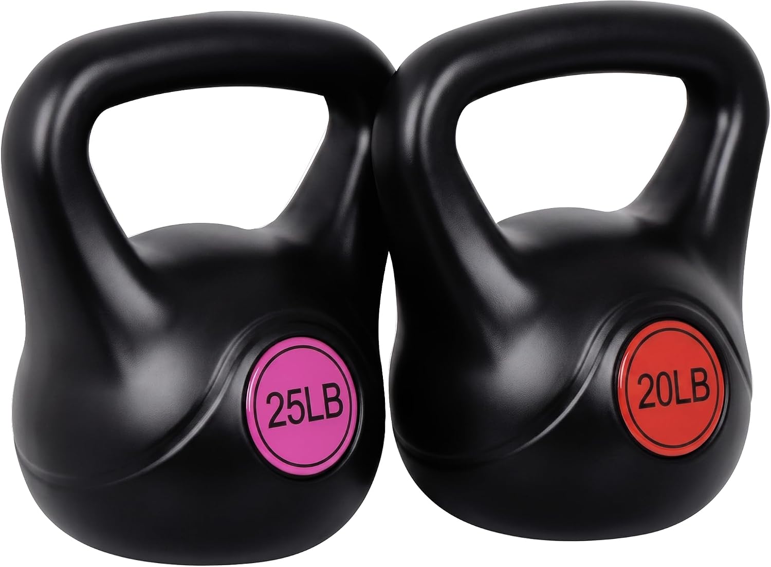 2-Piece Kettlebell Set with 20 lb and 25 lb Weights, Vinyl Coating, Wide Grip Handles and Flat Bases for Home Strength Training