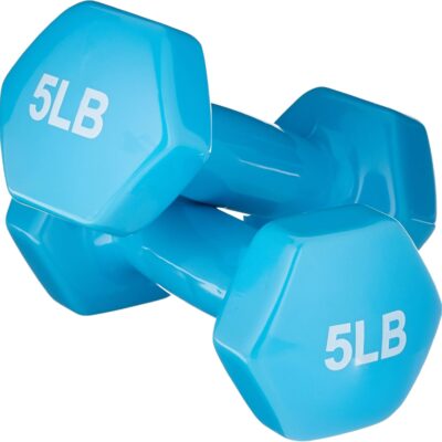 Vinyl-Coated Dumbbell Hand Weight Pair, Non-Slip Grip, for Home Gym and Toning Workouts