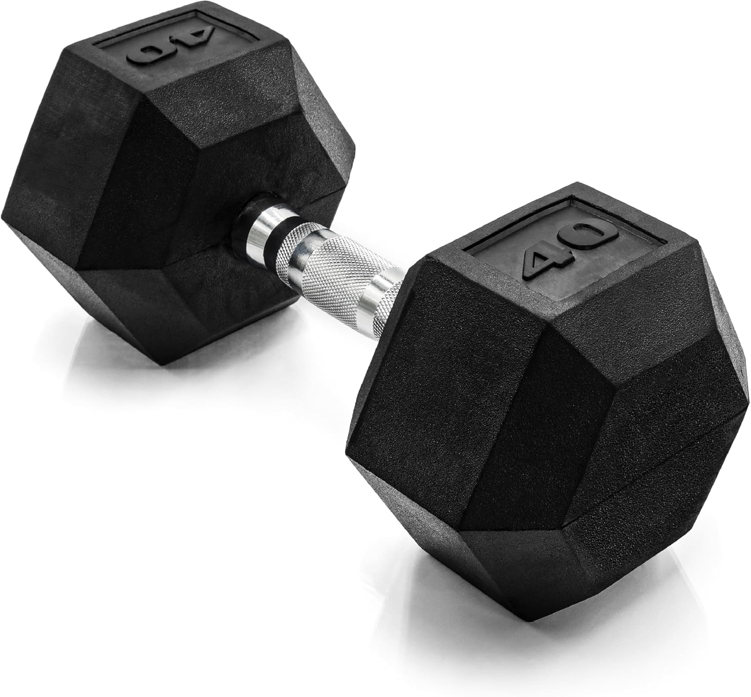 Rubber-Coated Anti-Roll Hex Dumbbell with Chrome Handle and Comfort Grip, Single Hand Weight for Home Gym Strength Training