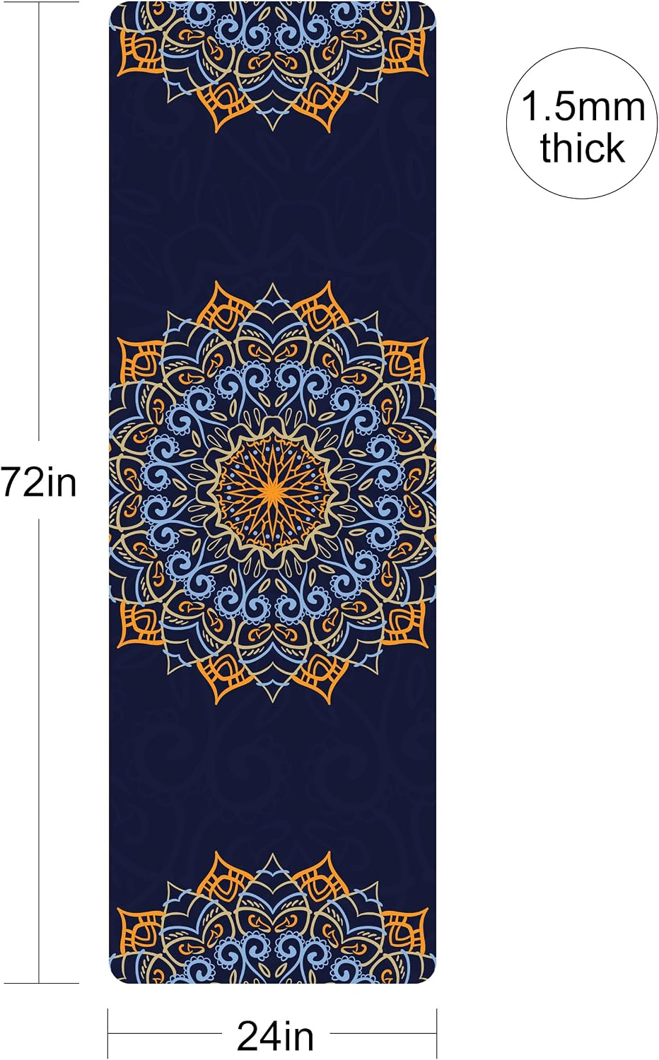 Printed Travel Yoga Mat-1/16 Inch Thick Non Slip Fitness Workout Mat with Carrying Bag, Foldable Lightweight Suede & Natural Rubber Yoga Mat for Yoga Pilates and Fitness 72" L x 24" W x 1.5mm - Image 2